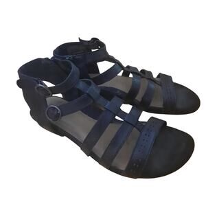Earth Origins Maren Black Open Toe Zip Side Gladiator Sandals Size 8M